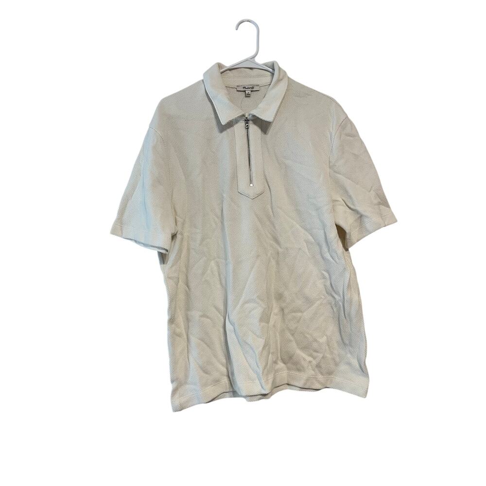 Madewell Quarter-Zip Pique Polo Shirt Size Medium